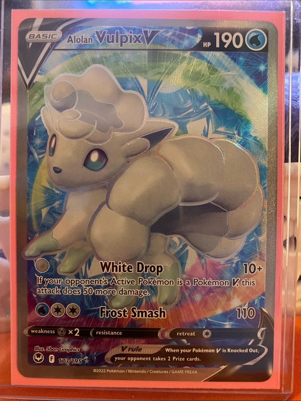 Pokemon TCG Alolan Vulpix V Full Art 173/195 Silver Tempest Ultra Rare Holo